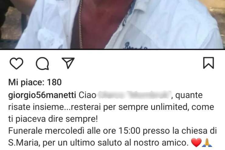 Giorgio Manetti lutto Uomini e Donne messaggio doloroso