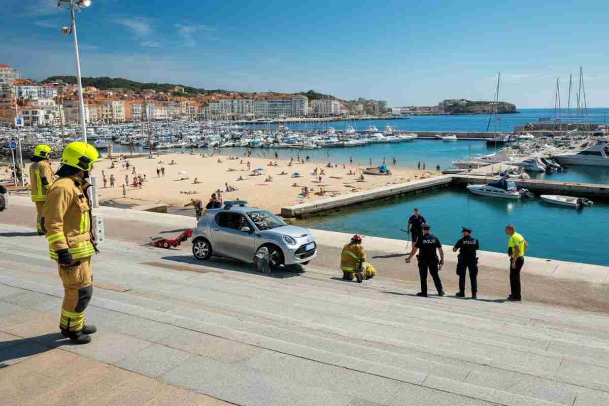 Auto in pericolo di finire in spiaggia a isola delle femmine: la sorprendente foto